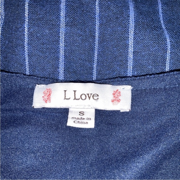 I Love Womens Size Small Navy/White Stripe Pocket Embroidered Chest Design Dress - Picture 3 of 9